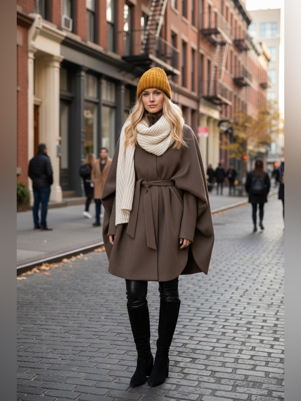 ASOS|Rare Sample Wool Blend Draped Cape Coat Belted Taupe Brown| Size 10